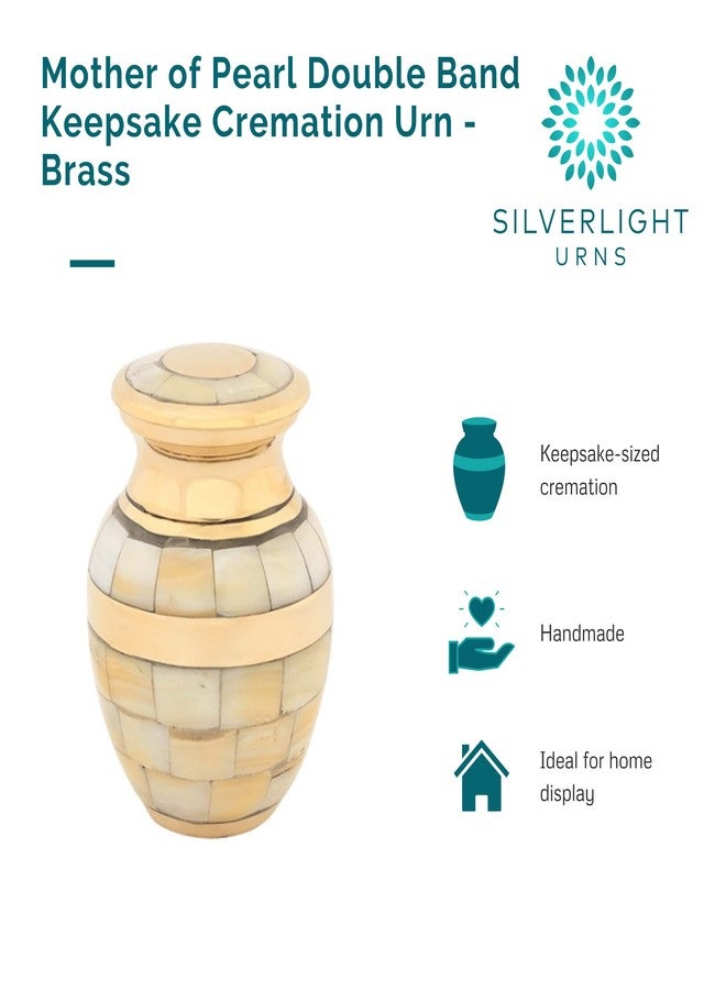 Silverlight Urns Mother of Pearl Double Band Brass Keepsake Cremation Urn for Ashes, Brass, Gold Urn, Keepsake Sized Cremation Urn, 3 Inches High - Image 4
